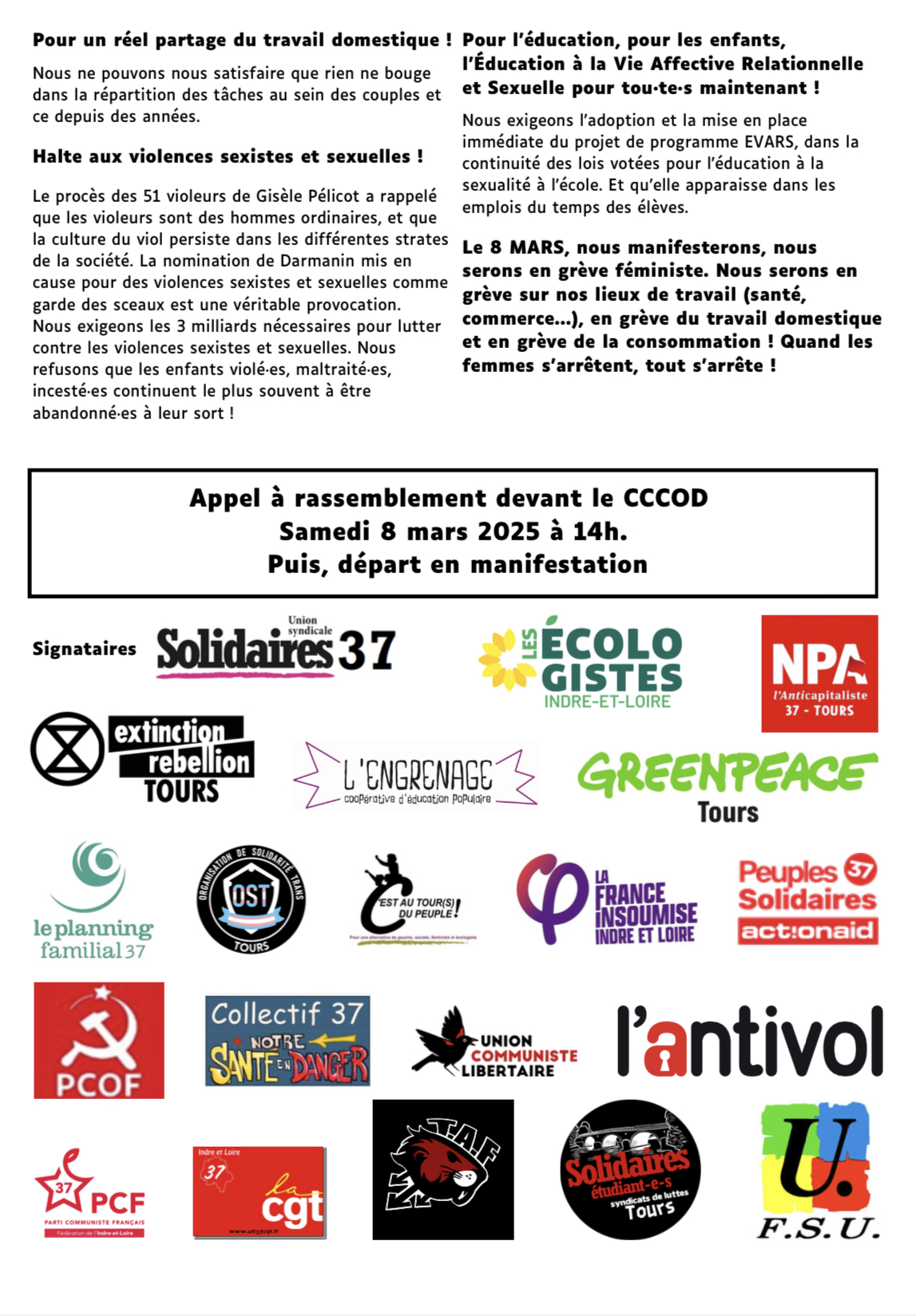 Action du8 mars 2025 UD CGT 37