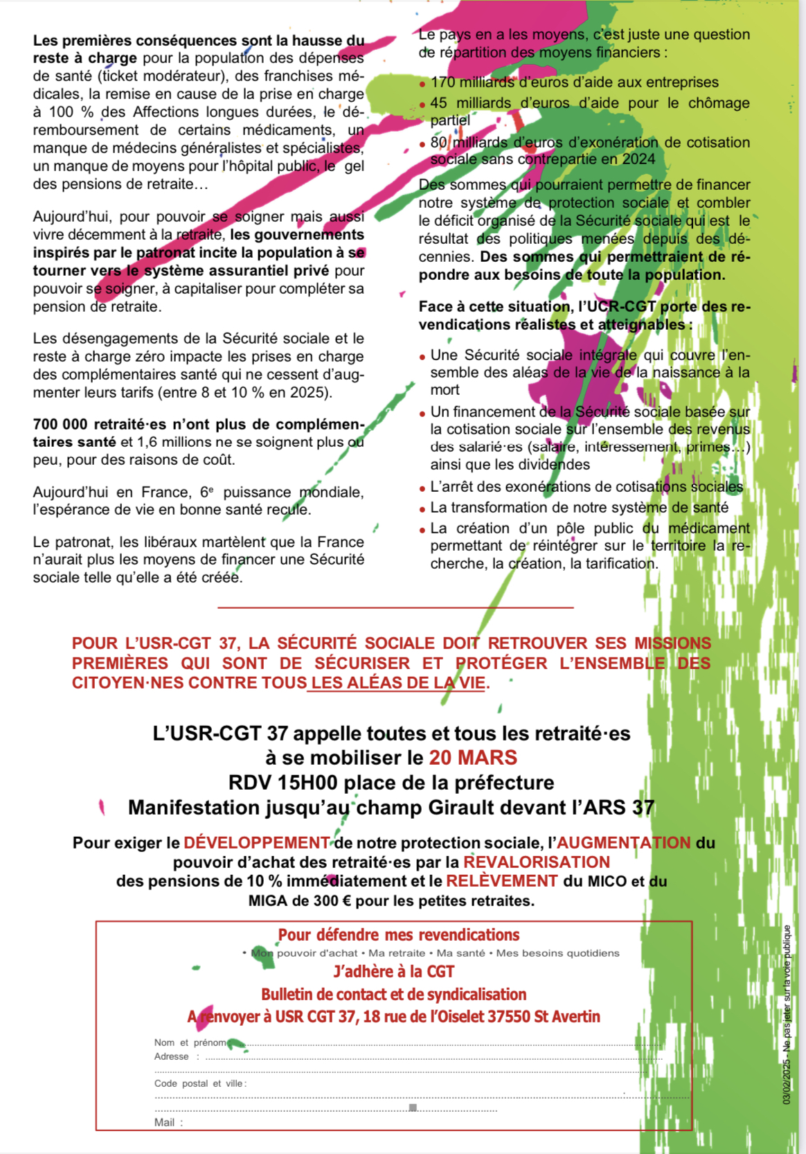 action retraités 20 mars 2025 USR CGT 37